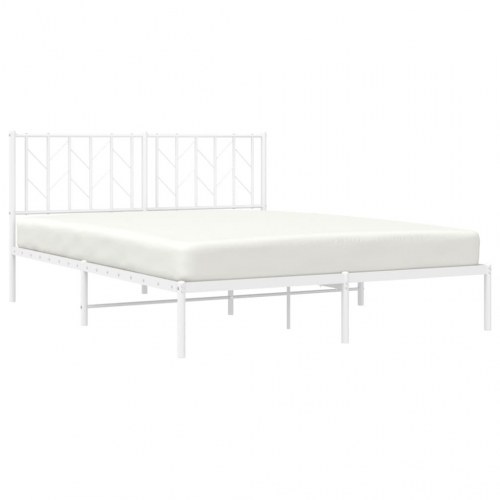 Sengeramme med sengegavl 150×200 cm - metal, hvid