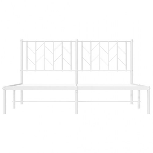 Sengeramme med sengegavl 150×200 cm - metal, hvid