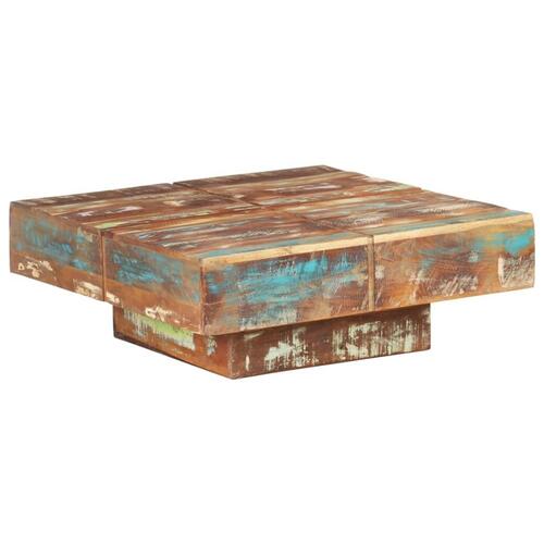 Sofabord 80x80x28 cm massivt genbrugstræ