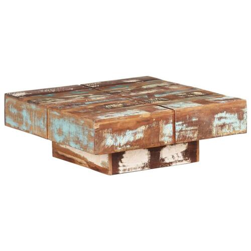 Sofabord 80x80x28 cm massivt genbrugstræ