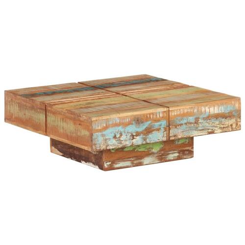 Sofabord 80x80x28 cm massivt genbrugstræ