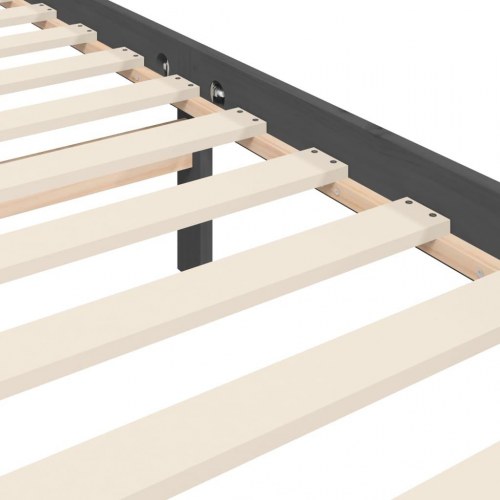 Sengeramme med sengegavl 200×200 cm - massivt fyrretræ, grå
