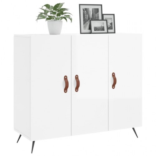 Skænk 90×34×80 cm i konstrueret træ - hvid højglans