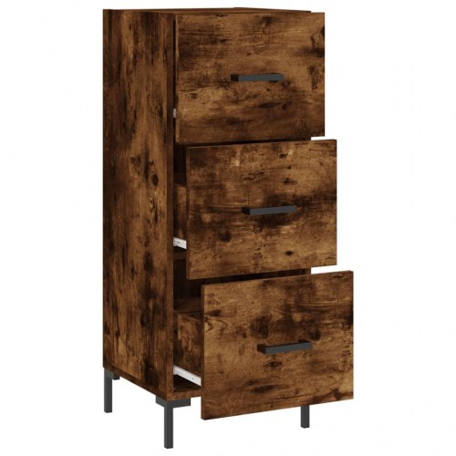 Skænk med 3 skuffer - 34,5 × 34 × 90 cm, røget egetræsfarve