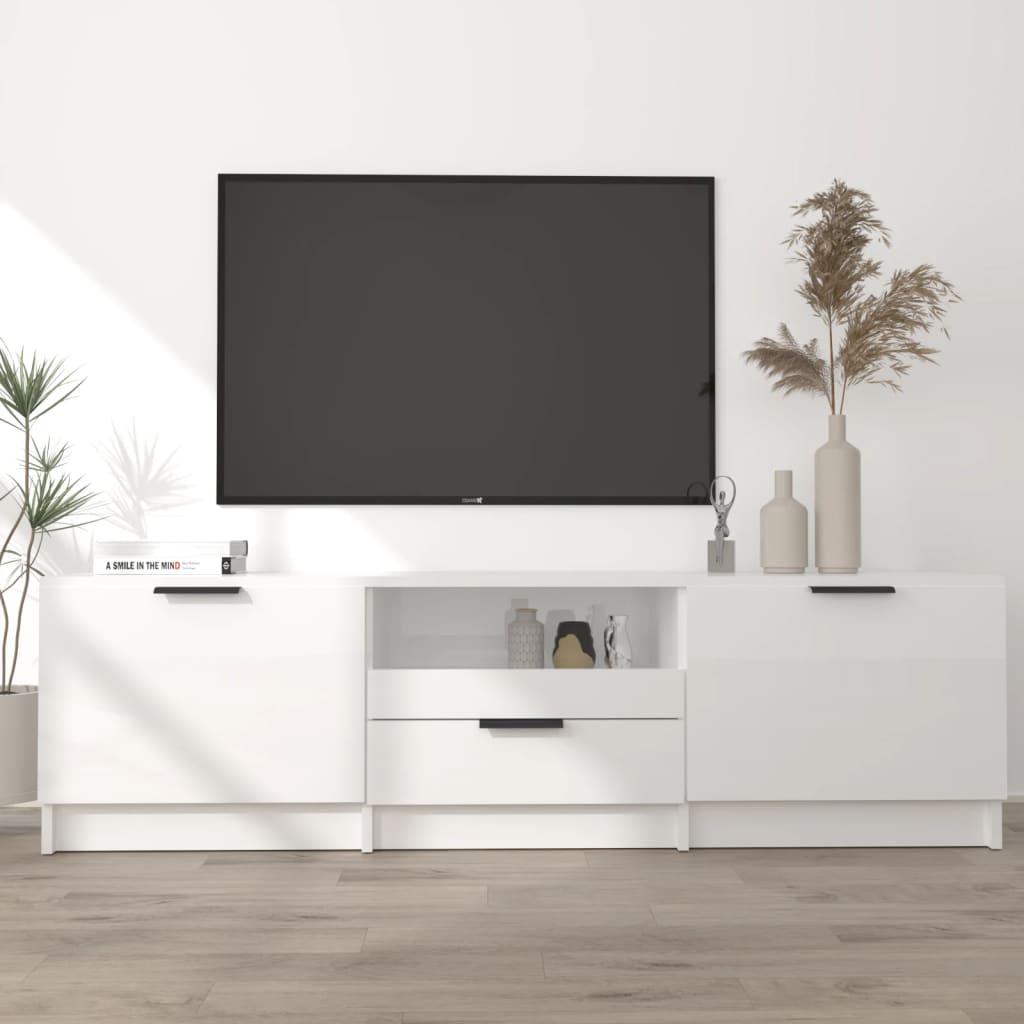 Tv-bord 140x35x40 cm konstrueret træ hvid højglans