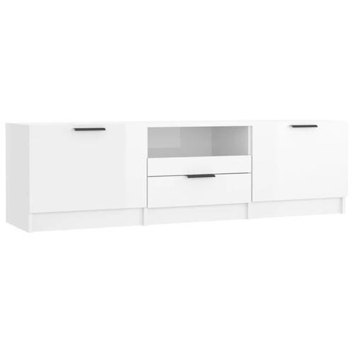 Tv-bord 140x35x40 cm konstrueret træ hvid højglans