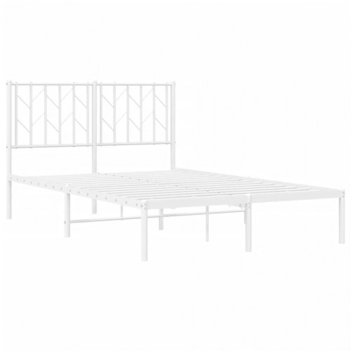 Sengeramme med sengegavl 120x190 cm - metal, hvid