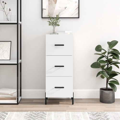 Skænk med 3 skuffer 34,5 x 34 x 90 cm - hvid højglans