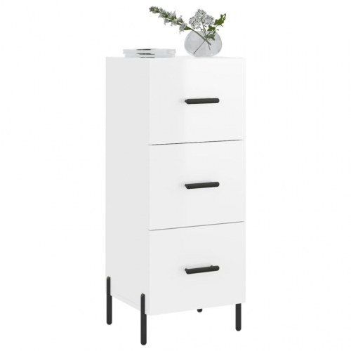 Skænk med 3 skuffer 34,5 x 34 x 90 cm - hvid højglans
