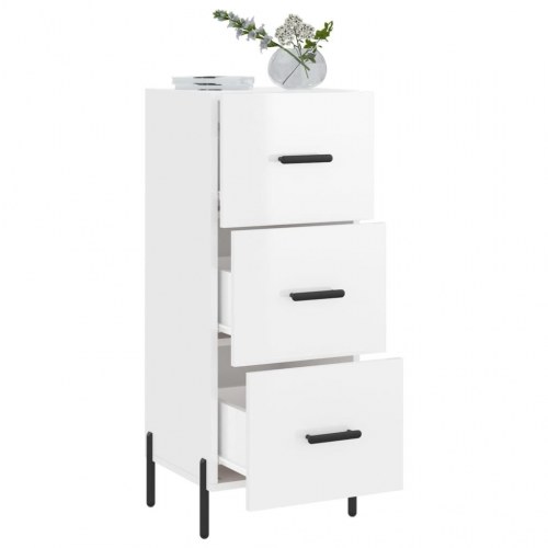 Skænk med 3 skuffer 34,5 x 34 x 90 cm - hvid højglans