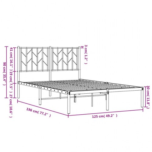 Sengeramme med sengegavl 120x190 cm - metal, hvid