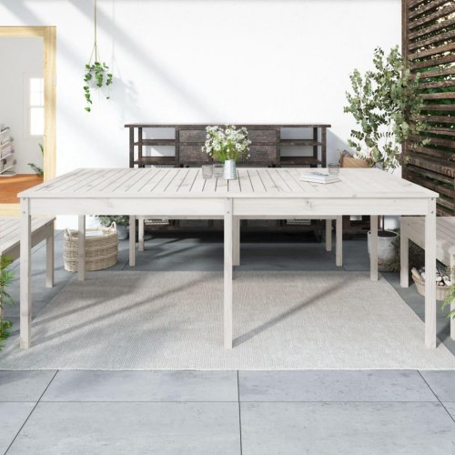 Havebord i massivt fyrretræ - 203,5 × 100 × 76 cm, hvid