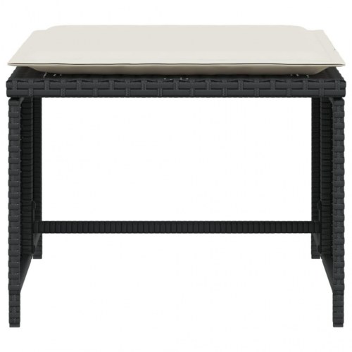 Havestol med fodskammel polyrattan sort