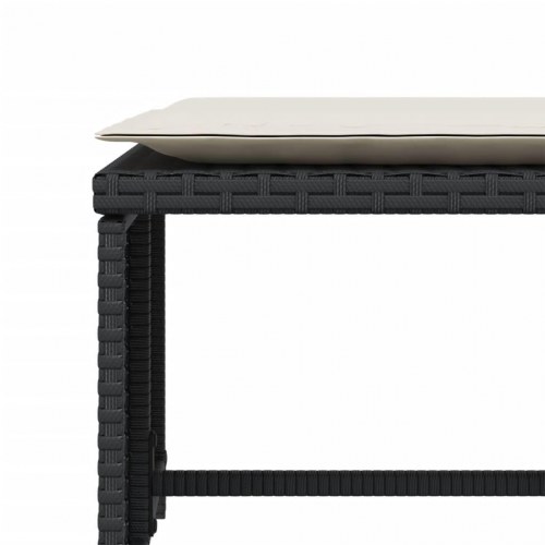 Havestol med fodskammel polyrattan sort