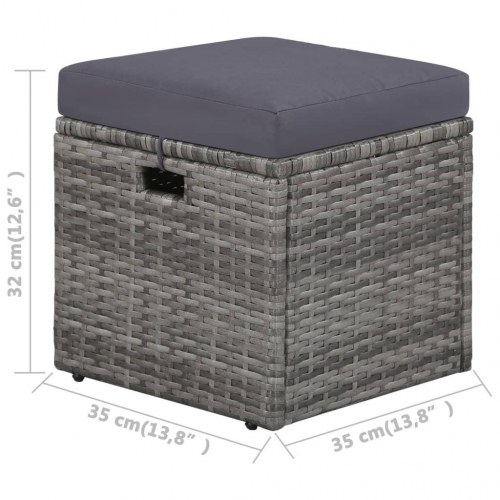 Haveloungesæt 4 dele med hynder polyrattan grå