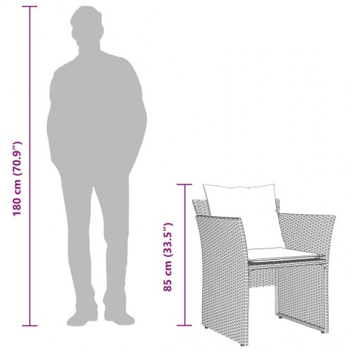 Havestol med fodskammel polyrattan sort