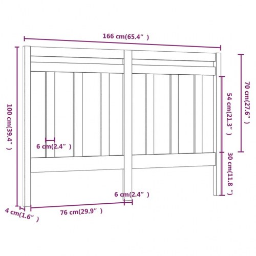 Sengegavl 166 × 4 × 100 cm i massivt fyrretræ - sort