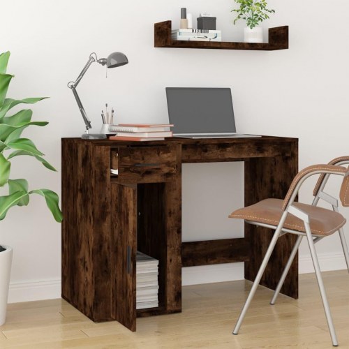 Skrivebord 100×49×75 cm i konstrueret træ - røget egetræsfarve