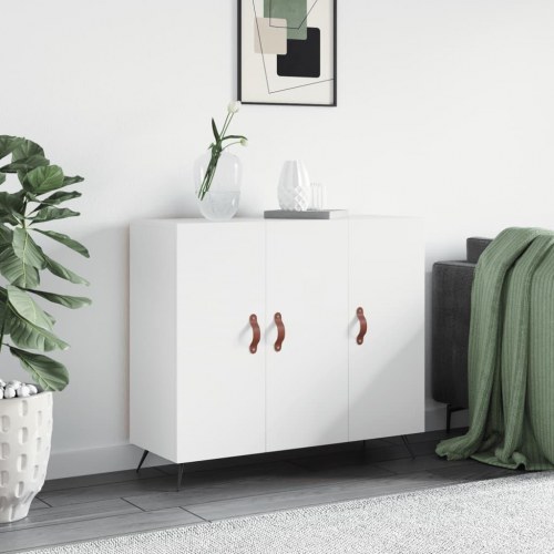 Skænk 90×34×80 cm i hvid konstrueret træ med metalben