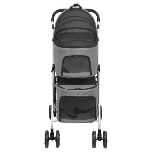 Dobbelt hundeklapvogn foldbar 83x48x97 cm oxfordstof grå