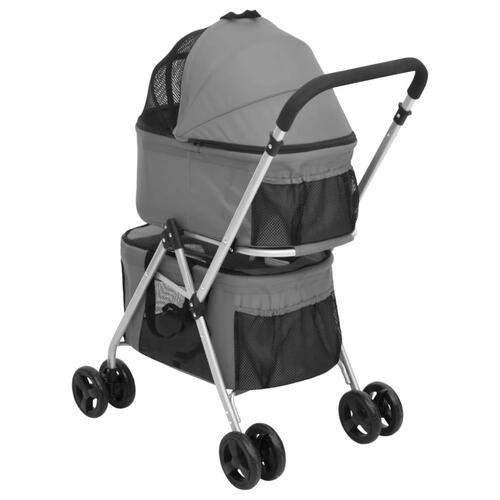Dobbelt hundeklapvogn foldbar 83x48x97 cm oxfordstof grå