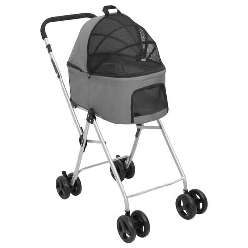 Dobbelt hundeklapvogn foldbar 83x48x97 cm oxfordstof grå