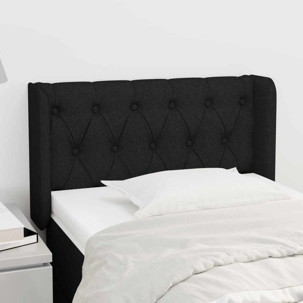 Sengegavl Med Kanter 83X16X78/128 Cm Stof Sort - 83 x 16 x 78/88 cm