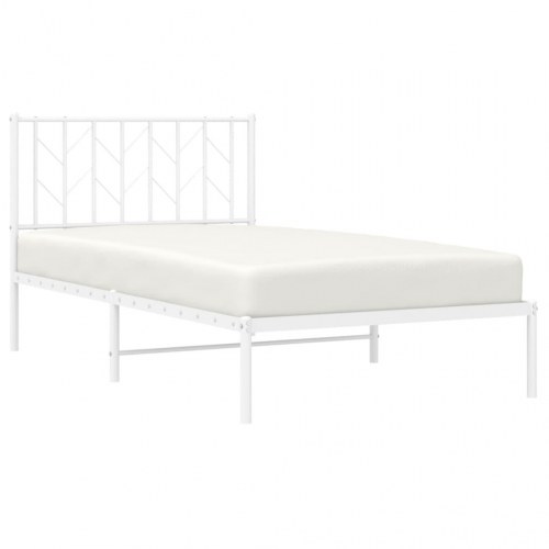 Sengeramme med sengegavl 100x200 cm metal hvid