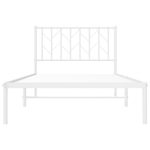 Sengeramme med sengegavl 100x200 cm metal hvid