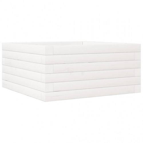 Plantekasse i massivt fyrretræ 50 x 50 x 23 cm - hvid