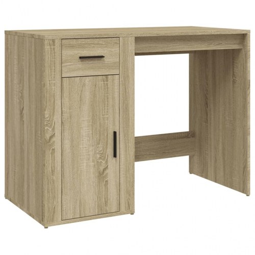 Skrivebord 100×49×75 cm i konstrueret træ - sonoma-eg, med skuffe og skab