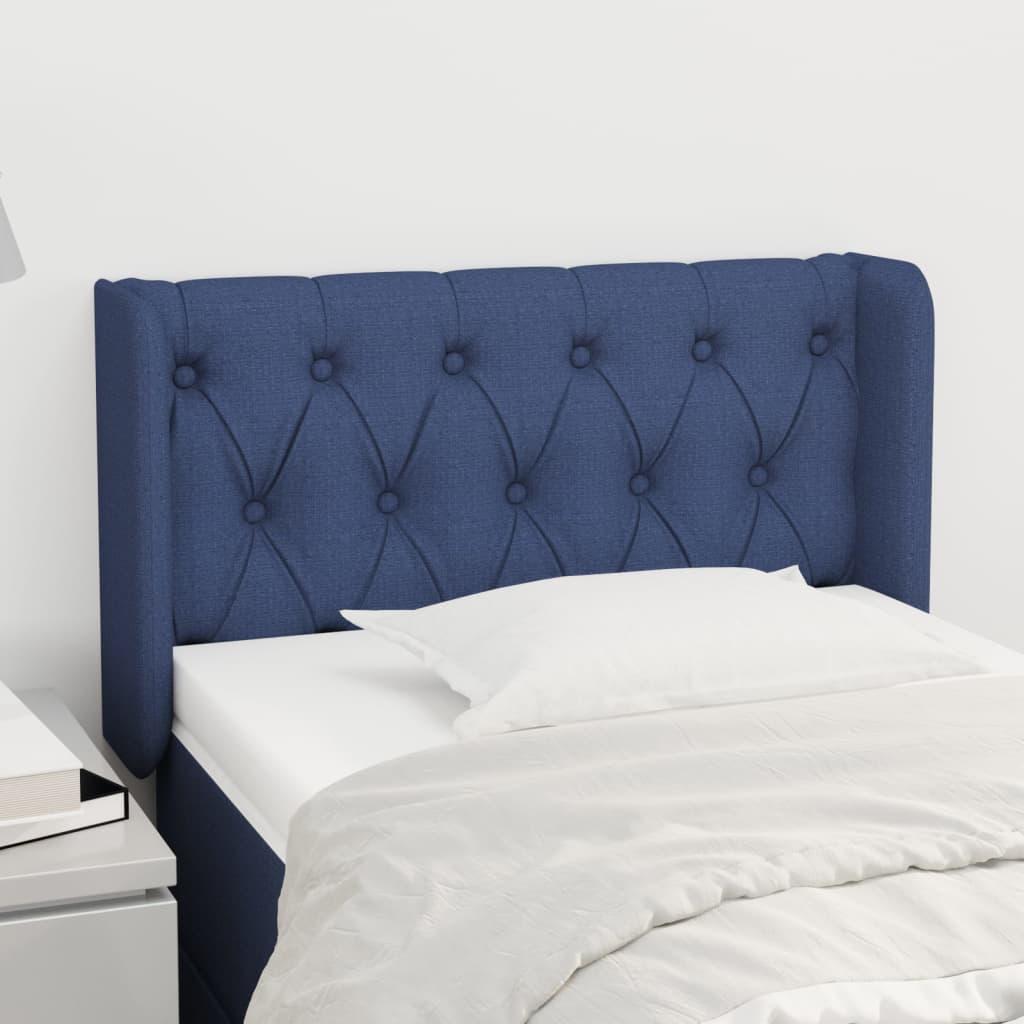Sengegavl Med Kanter 83X16X78/128 Cm Stof Blå - 83 x 16 x 78/88 cm