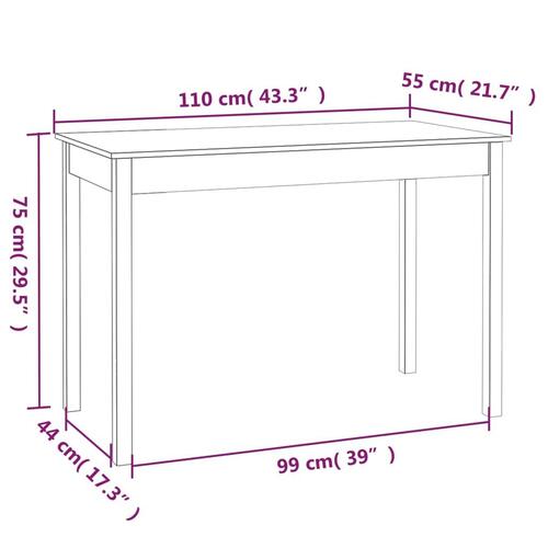 Spisebord 110x55x75 cm massivt fyrretræ