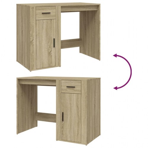 Skrivebord 100×49×75 cm i konstrueret træ - sonoma-eg, med skuffe og skab