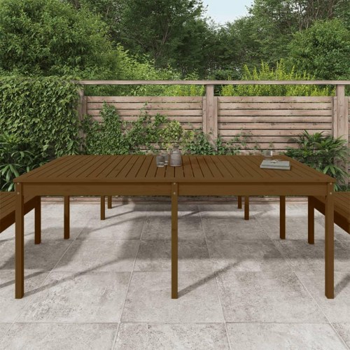 Havebord i massivt fyrretræ 203,5×100×76 cm - gyldenbrun