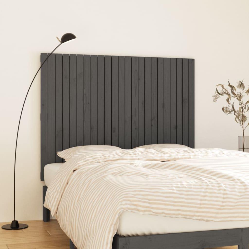 Sengegavl 204X3X60 Cm Massivt Fyrretræ Grå - 146.5 x 110 cm