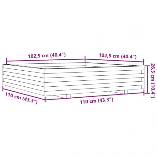 Plantekasse 110×110×26,5 cm i massivt douglasgran - firkantet højbedskasse