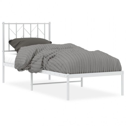 Sengeramme i metal med hovedgærde 75x190 cm - hvid