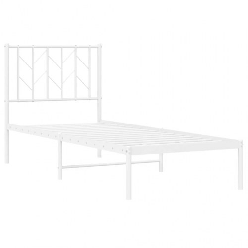 Sengeramme i metal med hovedgærde 75x190 cm - hvid
