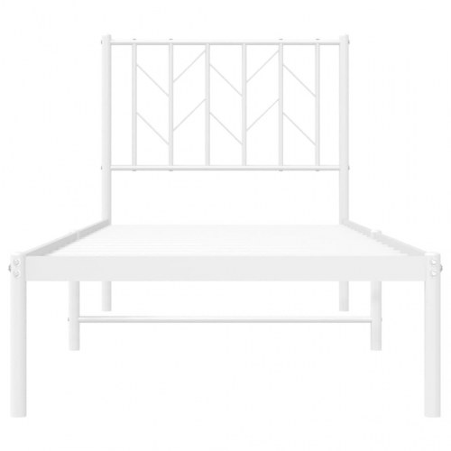 Sengeramme i metal med hovedgærde 75x190 cm - hvid