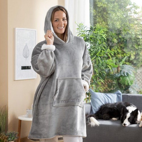 Hættetæppe fleece - Swug, grå, one size