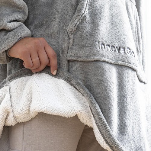 Hættetæppe fleece - Swug, grå, one size