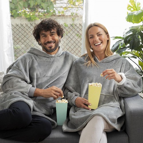 Hættetæppe fleece - Swug, grå, one size