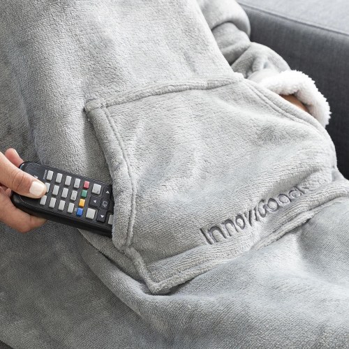 Hættetæppe fleece - Swug, grå, one size