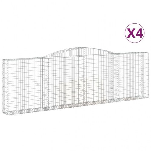 Buede gabionkurve - 4 stk. 400×30×120/140 cm i galvaniseret jern