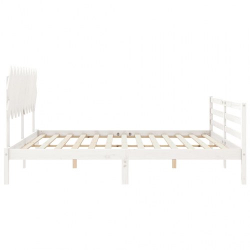 Sengeramme med sengegavl 200 x 200 cm - hvid