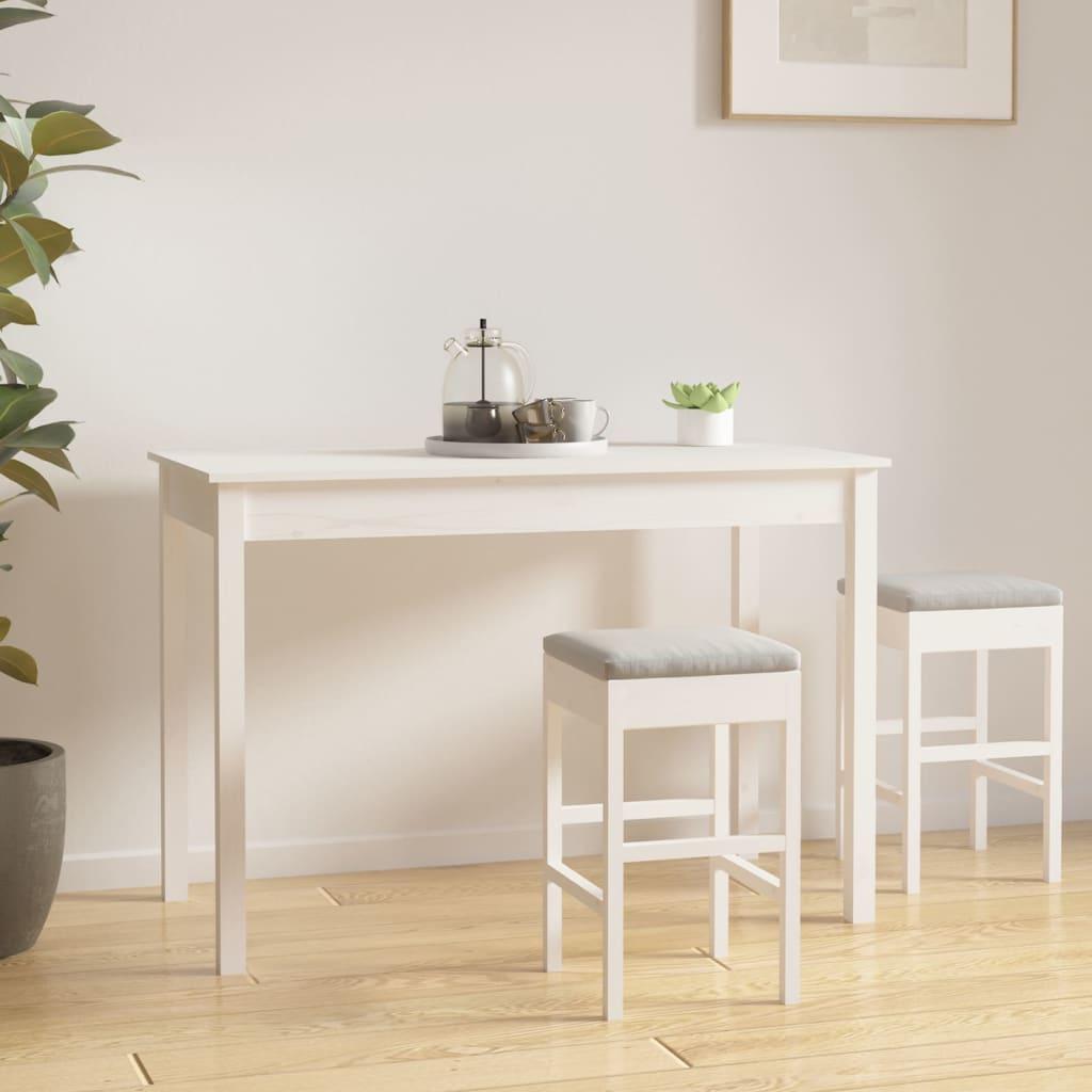 Spisebord 110x55x75 cm massivt fyrretræ hvid