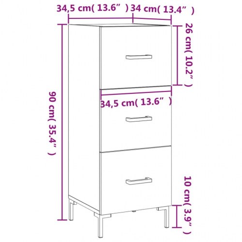 Skænk/kommode 34,5 × 34 × 90 cm i konstrueret træ - betongrå