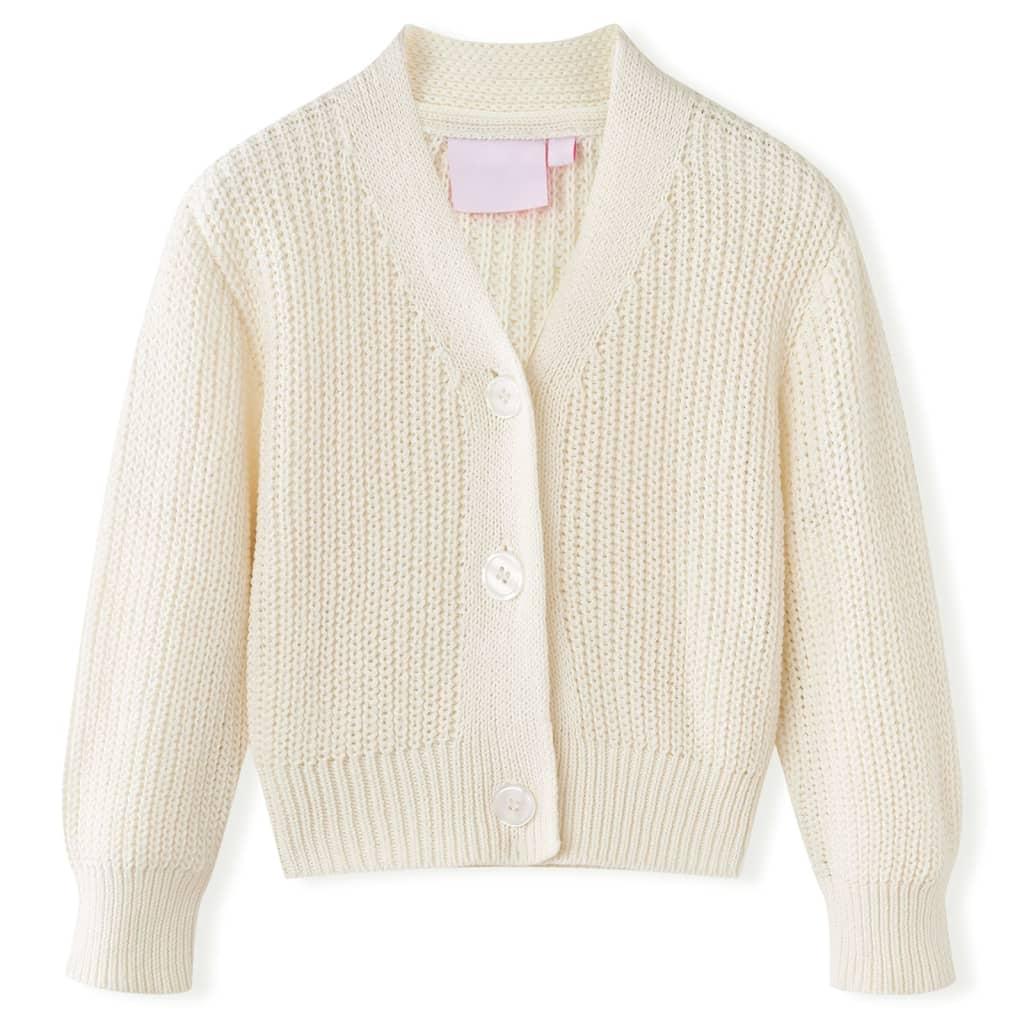 Strikket cardigan til børn str. 92 strik snehvid