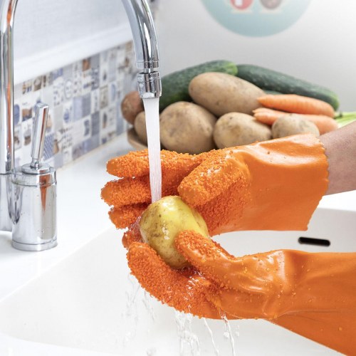 Glinis handsker til rengøring af frugt og grøntsager, orange